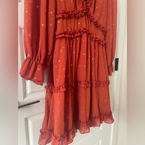 Ruffled V-Neck Dress | Amazon | Burnt Orange | M - Picture 4 of 12